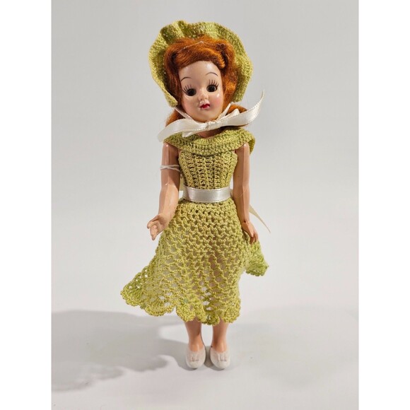 PLK Vintage 1940's 8" Unbranded Doll Dolly In Hand Crafted Crocheted Dress EUC - Picture 1 of 12